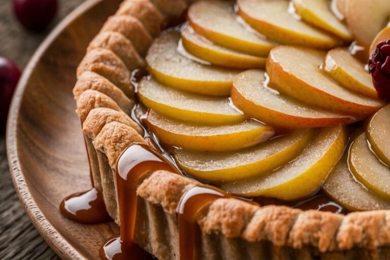 Tarte aux pommes cuite dorée sur une assiette, représentant la perfection de la pomme idéale pour une tarte